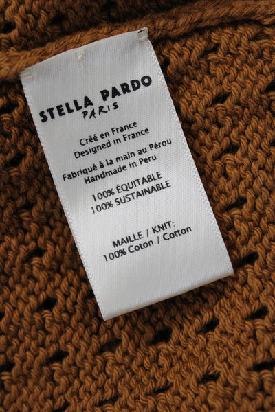Stella Pardo Unisex Brown Cotton Bohemian Pullover Roundneck ShortSleeve Size M