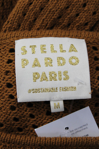 Stella Pardo Unisex Brown Cotton Bohemian Pullover Roundneck ShortSleeve Size M