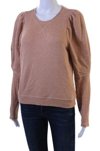 Ulla Johnson Womens Pullover Sweatshirt Crew Neck Long Sleeve Tan Size S