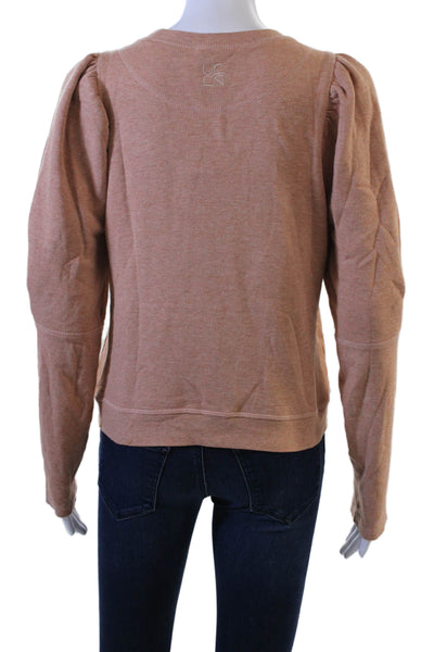 Ulla Johnson Womens Pullover Sweatshirt Crew Neck Long Sleeve Tan Size S