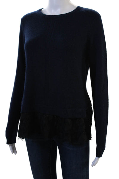 Autumn Cashmere Unisex Pullover Dark Blue Nylon Crewneck Size M