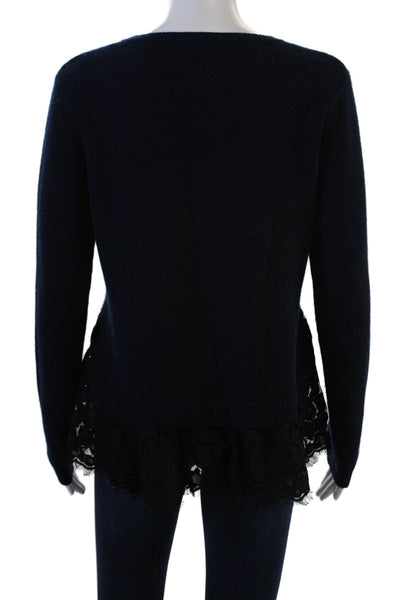 Autumn Cashmere Unisex Pullover Dark Blue Nylon Crewneck Size M