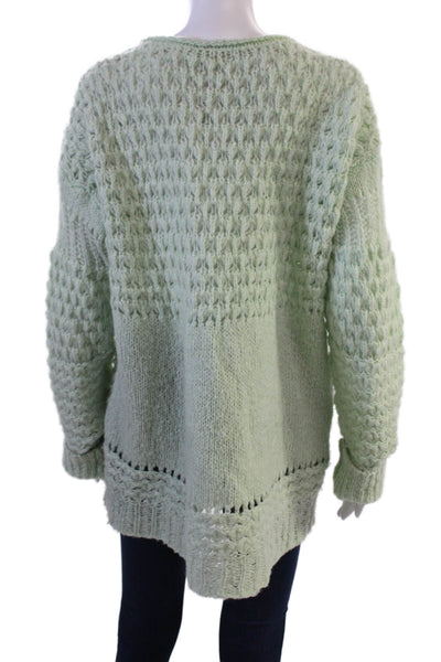 Free People Unisex Bohemian V Neck Green Pullover Sweater Long Sleeve Size M
