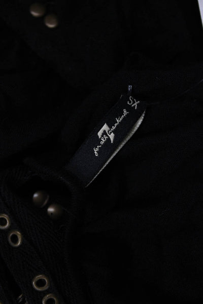 7 For All Mankind Womens V-Neck Black Lyocell Top Gothic Hook & Eye Size XS
