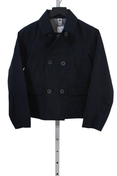 Petit Bateau Girls Cotton Double Breasted Long Sleeve Blazer Navy Blue Size 12Y
