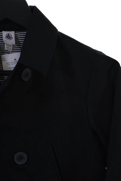 Petit Bateau Girls Cotton Double Breasted Long Sleeve Blazer Navy Blue Size 12Y
