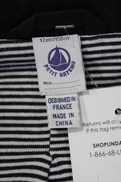 Petit Bateau Girls Cotton Double Breasted Long Sleeve Blazer Navy Blue Size 12Y