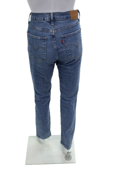 Levi's Womens Straight Jeans Blue High Rise Inseam 32 Size 28
