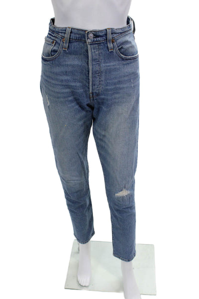 Levi's Mens Straight Cropped Blue High Rise Jeans Size 28