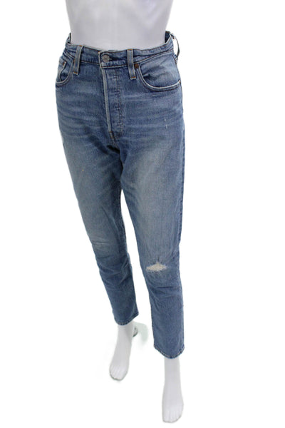Levi's Mens Straight Cropped Blue High Rise Jeans Size 28