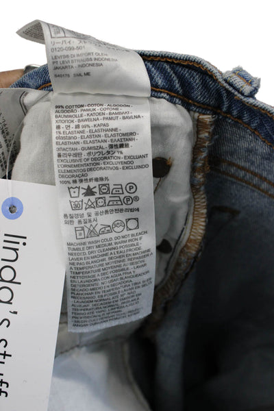 Levi's Mens Straight Cropped Blue High Rise Jeans Size 28