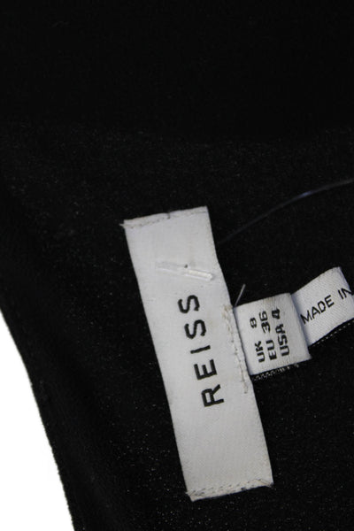 Reiss Womens Black Cotton Long Sleeve Zip Blouse Classic Solid Size 4
