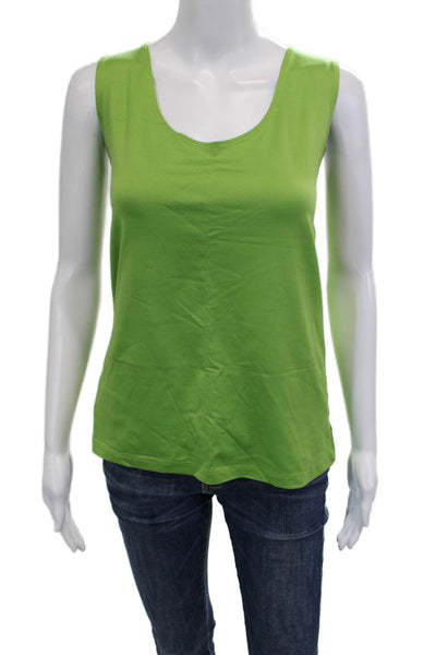 A'nue Ligne Women Basic Sleeveless Tank Green Round Neck Size 2
