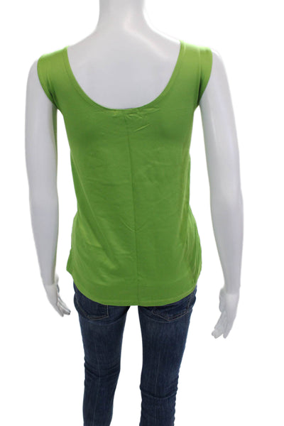 A'nue Ligne Women Basic Sleeveless Tank Green Round Neck Size 2