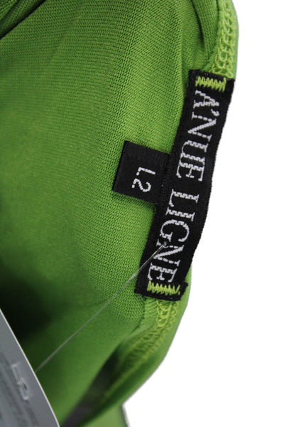A'nue Ligne Women Basic Sleeveless Tank Green Round Neck Size 2