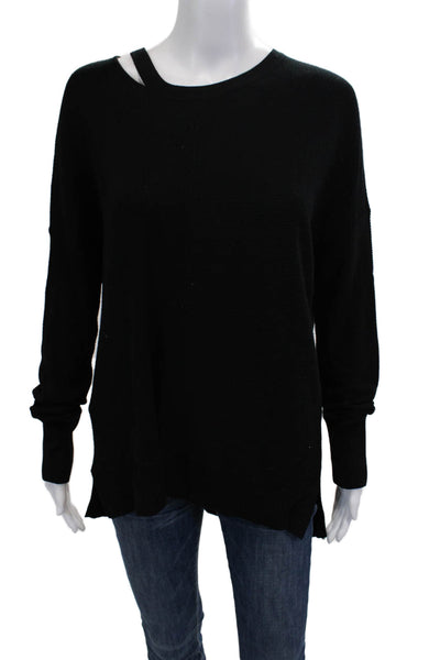 John + Jenn Unisex Black Rayon Pullover Crew Neck Long Sleeve Sweater Size L