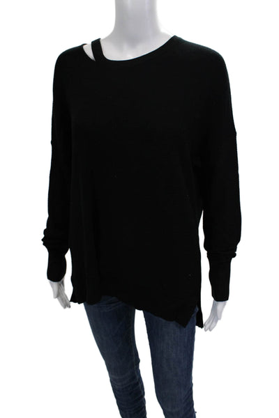 John + Jenn Unisex Black Rayon Pullover Crew Neck Long Sleeve Sweater Size L