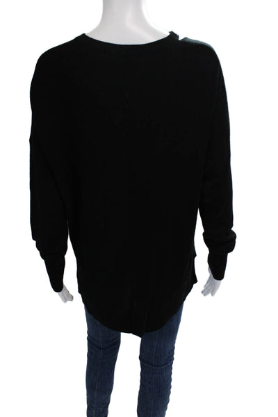 John + Jenn Unisex Black Rayon Pullover Crew Neck Long Sleeve Sweater Size L