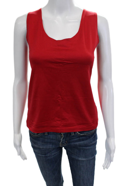 A'nue Ligne Womens Basic Tank Red Round Neck Sleeveless Tactel Lycra Size 1