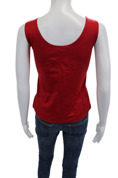 A'nue Ligne Womens Basic Tank Red Round Neck Sleeveless Tactel Lycra Size 1