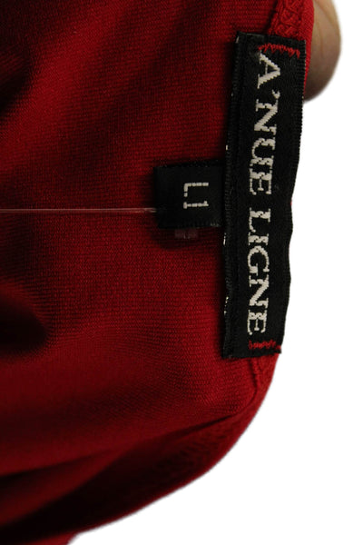 A'nue Ligne Womens Basic Tank Red Round Neck Sleeveless Tactel Lycra Size 1