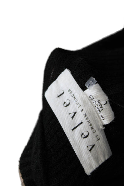 Velvet Unisex Black Pullover Sweater Long Sleeve Round Neck Size L