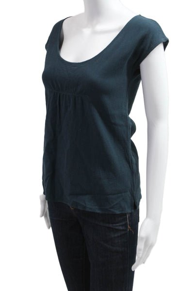 Loeffler Randall Women Dark Blue Silk Sleeveless Basic Blouse Size S