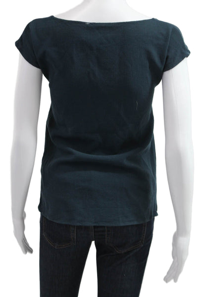 Loeffler Randall Women Dark Blue Silk Sleeveless Basic Blouse Size S