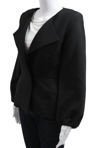 Oscar de la Renta Women Black Wool Blazer Long Sleeve Designer Size 4