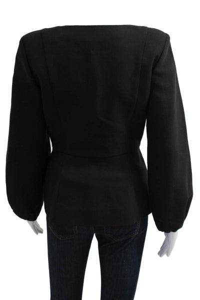 Oscar de la Renta Women Black Wool Blazer Long Sleeve Designer Size 4