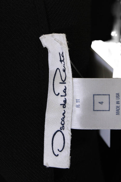 Oscar de la Renta Women Black Wool Blazer Long Sleeve Designer Size 4