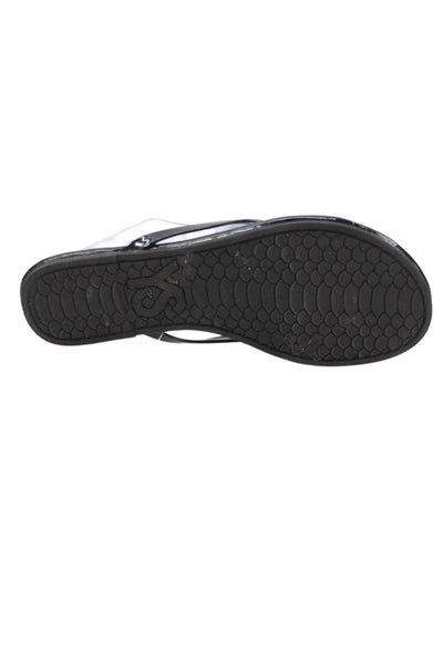 Yosi Samra Womens Shiny Slip On Flat Thong Flip Flops Shoes Black Size 7