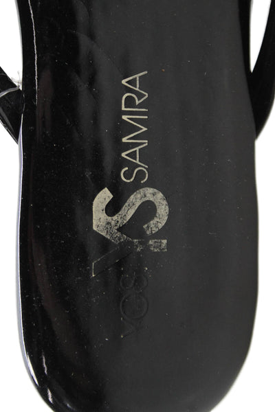 Yosi Samra Womens Shiny Slip On Flat Thong Flip Flops Shoes Black Size 7
