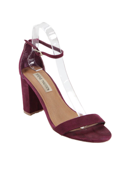 Steve Madden Womens Suede Ankle Strap Block Heels Shoes Wine Size 7M