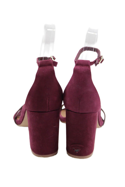 Steve Madden Womens Suede Ankle Strap Block Heels Shoes Wine Size 7M