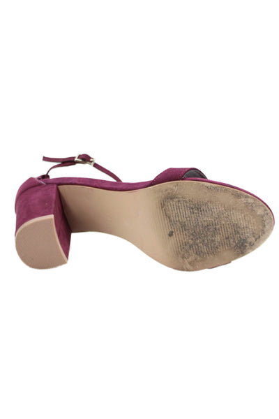 Steve Madden Womens Suede Ankle Strap Block Heels Shoes Wine Size 7M