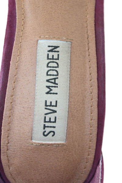 Steve Madden Womens Suede Ankle Strap Block Heels Shoes Wine Size 7M