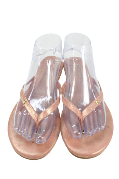 Yosi Samra Womens Glittery Slip On Thong Flip Flop Shoes Pink Size 8