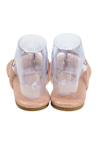 Yosi Samra Womens Glittery Slip On Thong Flip Flop Shoes Pink Size 8