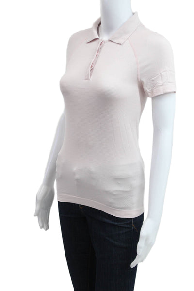 Lululemon Womens Striped Collar Short Sleeve Polo Shirt Pink Size 4