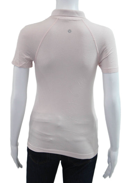 Lululemon Womens Striped Collar Short Sleeve Polo Shirt Pink Size 4