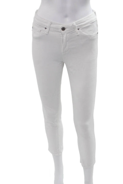 AG Adriano Goldschmied Womens White Ankle Skinny Jeans Size 25
