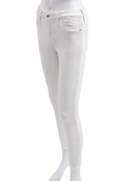 AG Adriano Goldschmied Womens Skinny Ankle Jeans White Size 24