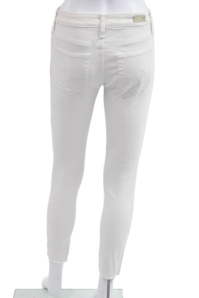 AG Adriano Goldschmied Womens Skinny Ankle Jeans White Size 24