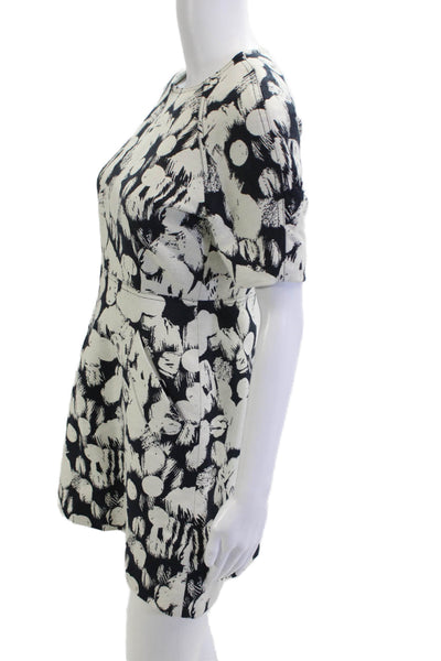Maison Kitsune Women Fit & Flare Mini Dress Black Cotton Zip Crew Neck Size 36