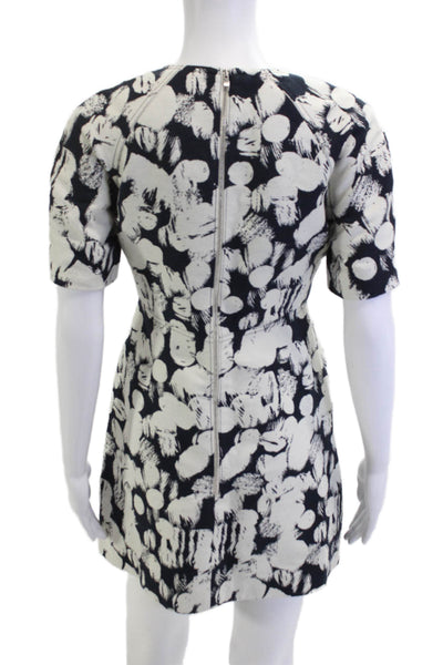 Maison Kitsune Women Fit & Flare Mini Dress Black Cotton Zip Crew Neck Size 36