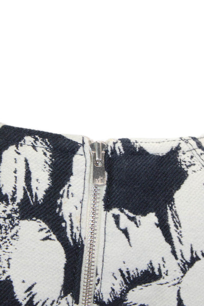 Maison Kitsune Women Fit & Flare Mini Dress Black Cotton Zip Crew Neck Size 36
