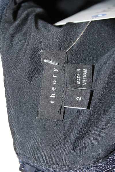 Theory Womens Dark Blue Mini Shift Dress Crew Neck Short Sleeve Size 2