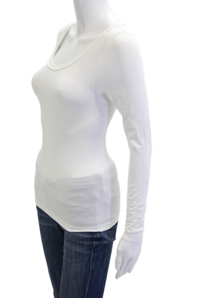 Sugar Lips Women Basic White Long Sleeve Round Neck T-Shirt Size S