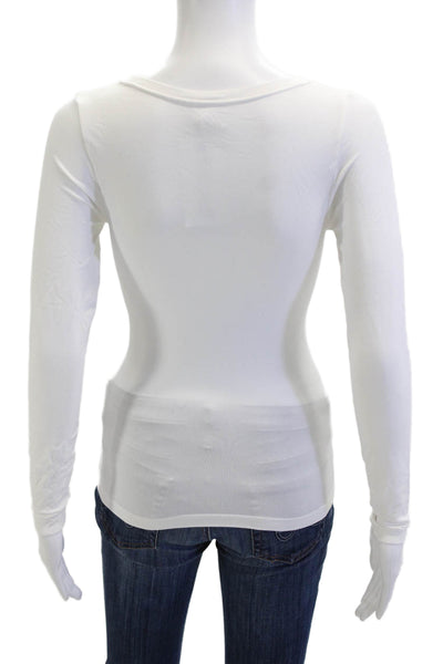 Sugar Lips Women Basic White Long Sleeve Round Neck T-Shirt Size S